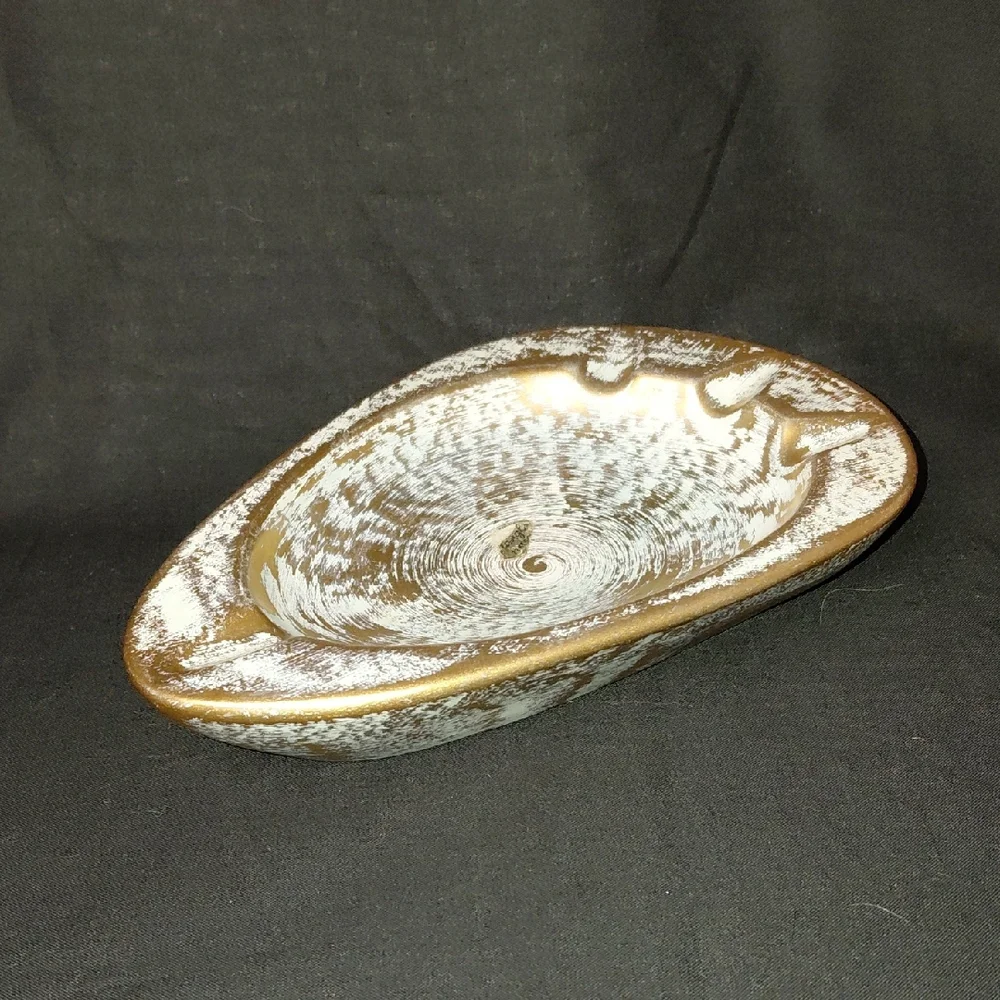 Stangle MCM Pale Blue And 22k Gold Ashtray
